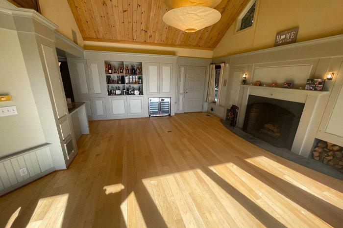 room with a hardwood floor and ceiling